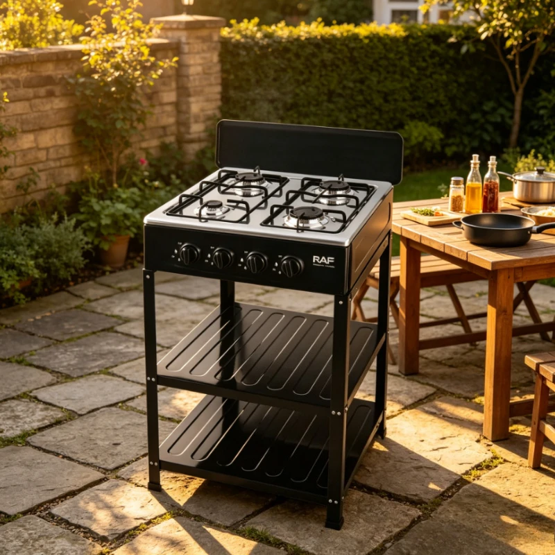 4-burner Stove Flameout Protection Natural Gas Stove NG/LPG Gas-stove 50*50*80cm for Home or Outdoor 4-burner Gas Cooktop Cooker
