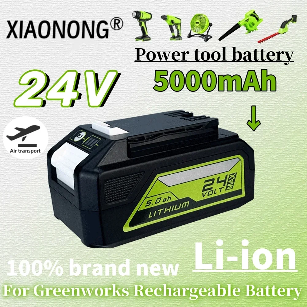 

24V 5.0AH Lithium Ion Rechargeable Battery For Greenworks Power Tools 29842 29852 29322 20362 MO24B410 MO48L4211 100% brand new