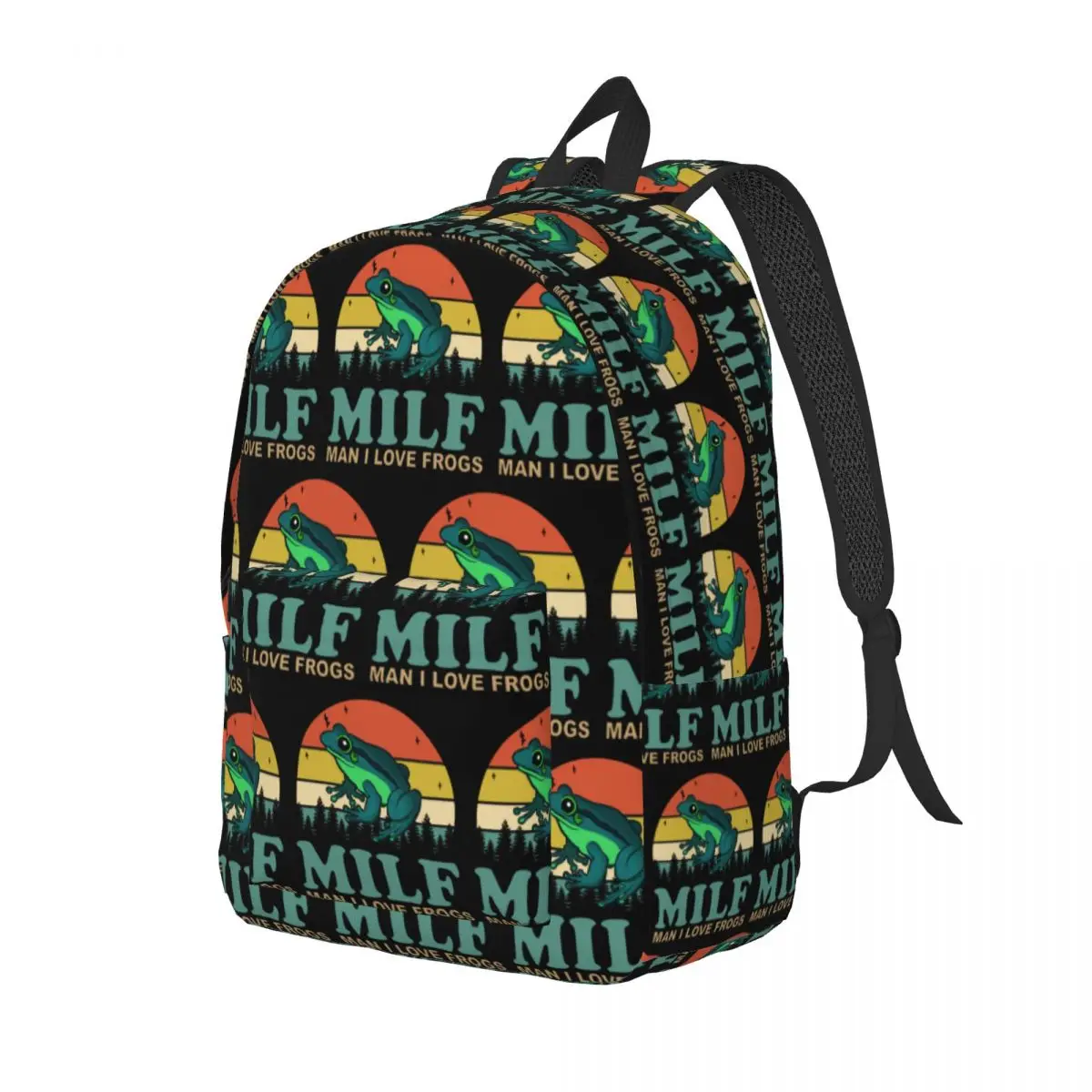 Man I Love Frogs MILF Saying Amphibian Lovers Backpack Daypack  Children BookBag School Bag Shoulder Bags for Men Women