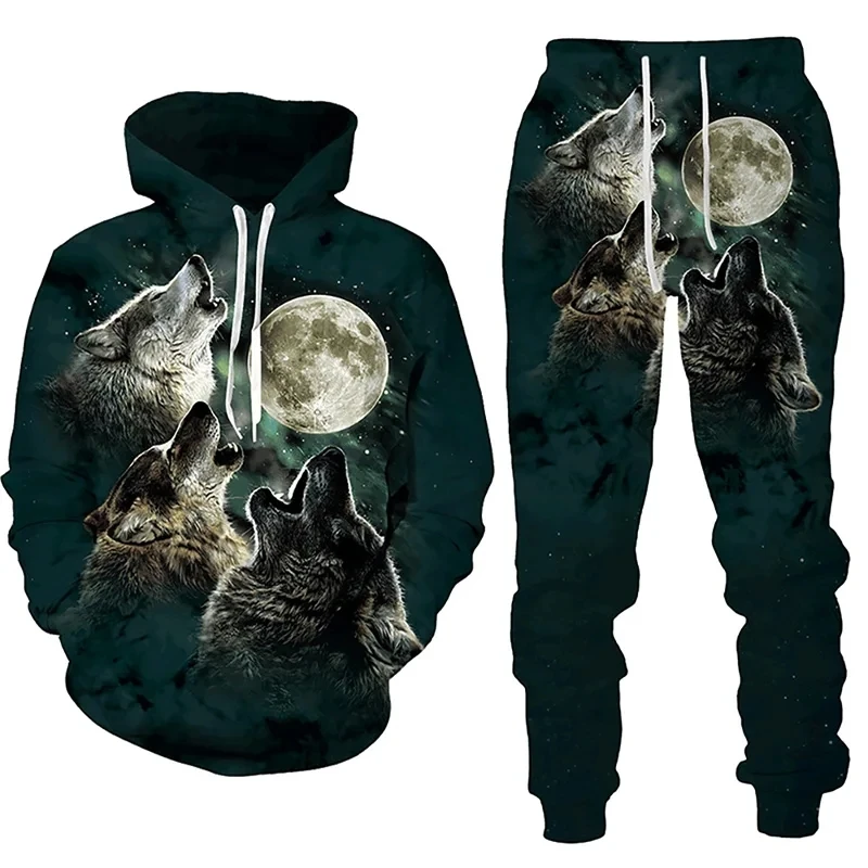 New Forest Wolf 3dprinted Männer Hoodie Herbst Winter lässig Mode Jogging hose Trainings anzug Kleidung y2k Streetwear übergroße Kleidung