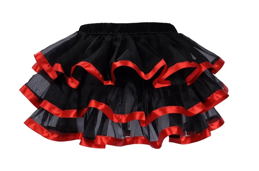 Promotion New Black Mesh Ruffles 3 Layers Adult Women Pettiskirt Tutu Party Dance Mini Skirt Performance Clothes