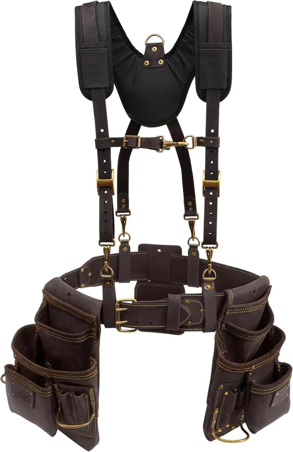 Tools Oil Tanned Leather Framing Rig with Padded Suspenders Leather Carpenter Tool Belt with Suspenders and Tool Pouches