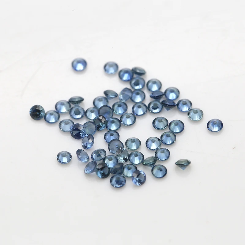 Pierre précieuse brillante ronde en saphir bleu, 1.5mm, 1ct