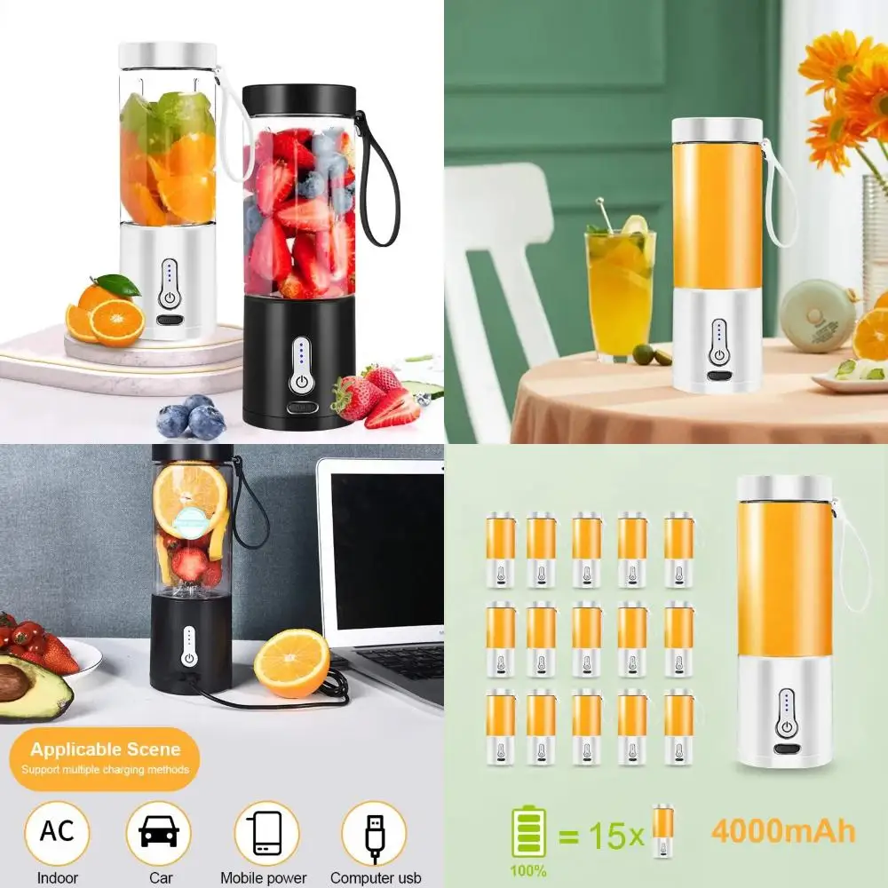 

530ML Powerful Portable Blender for Smoothies Shakes USB Rechargeable Food Processor Fruit Mixer Machine Mini Juicer Blender Cup