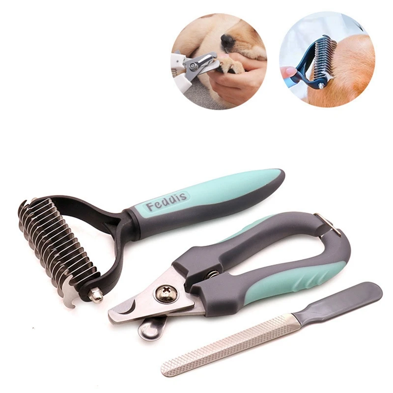 3pcs Pet Cat And Dog Beauty Cleaning Nail Clipper Removal Comb File Multi-Functional Three-Piece Pet Cleaning Accessories