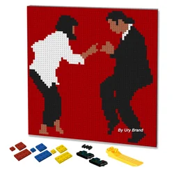 픽셀 아트 펄프 픽션 춤추는 모자이크 팝 스타, DIY 방 장식 세계 유명 영화, 빌딩 블록 장난감 선물, 4000 개 이상