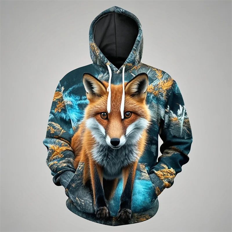 Autumn Fox Animal Graphic 3D Print Hoodies Women Men Fashion Long Sleeve Hooded Sweatshirts Streetwear Pullovers Female Clothing