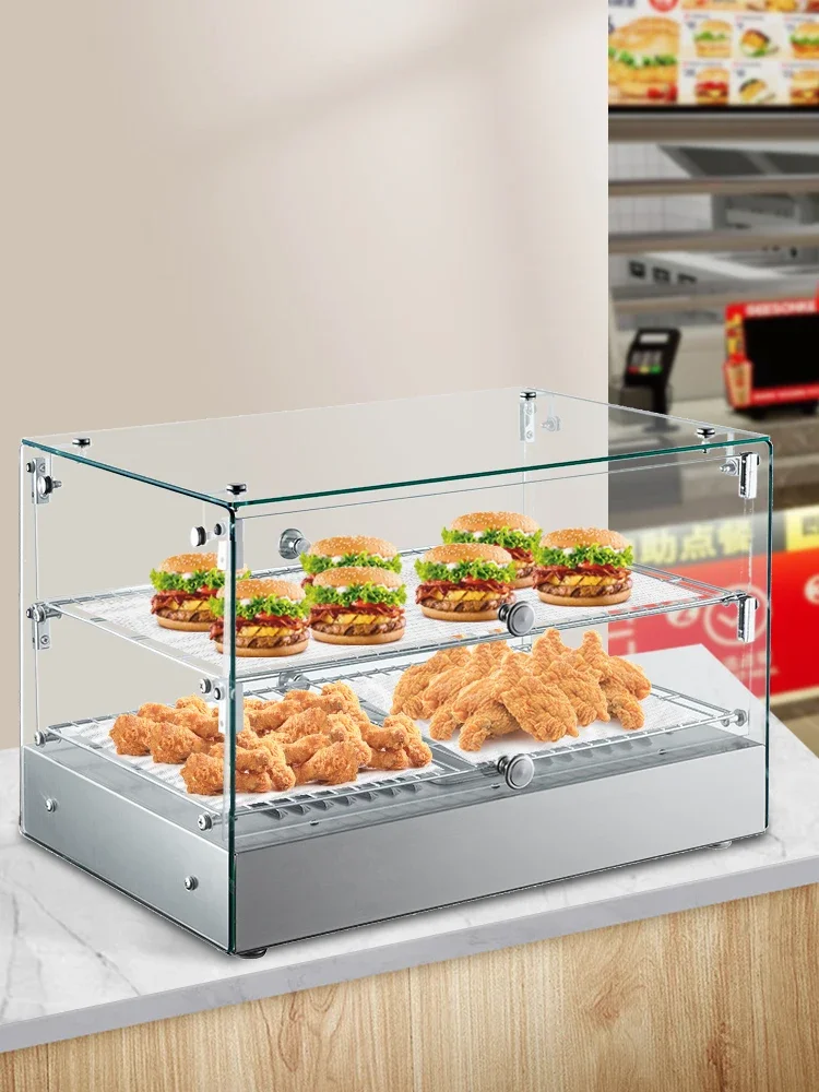 Small desktop thermal insulation display cabinet glass fried chicken egg tart burger chestnut fried food thermal insulation deli