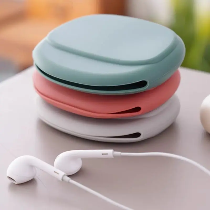 Silicone Wired Headphone Storage Bag Simple Portable Coin Purse Data Cable Organizer Bag Silicone Storage Box Solid Coin Purse