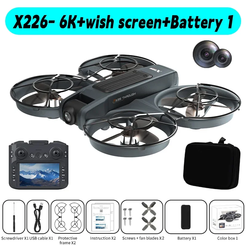 Lenovo X226/X226VR Mini Drone 4K Professionele Afstandsbediening Helikopter Vliegtuig RC Dron Met Scherm Quadcopter Speelgoed Cadeau voor Kinderen