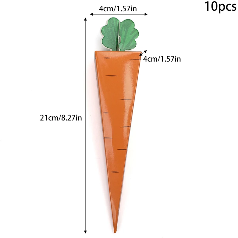 10Pcs Carrot Design Paper Candy Box Orange Cone Shaped Paper Packaging Boxes Happy Eater Party Candy Case Box Gift Favors Supply