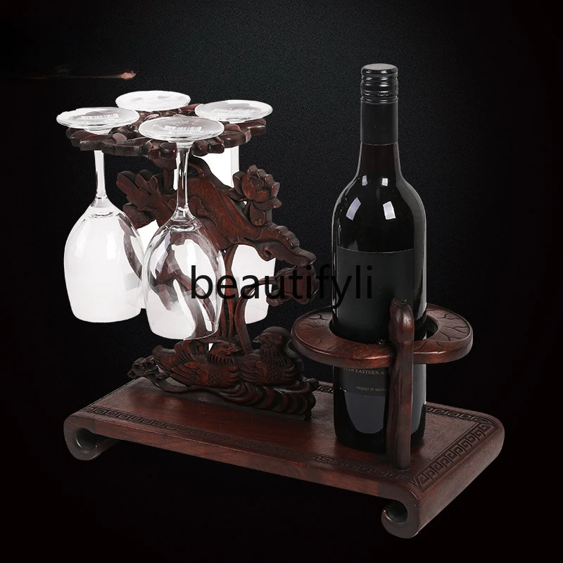 Mandarin duck water red wine rack solid wood creative European wine rack