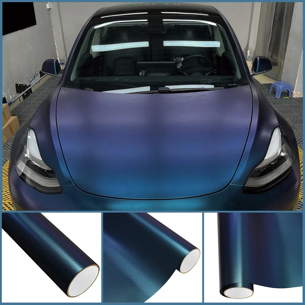 

Matte PET Diamond Purple&Blue Car Wrap Vinyl Film PVC Car Engine Hood Decal Self Adhesive Motorcycle Auto Body Decoration Film