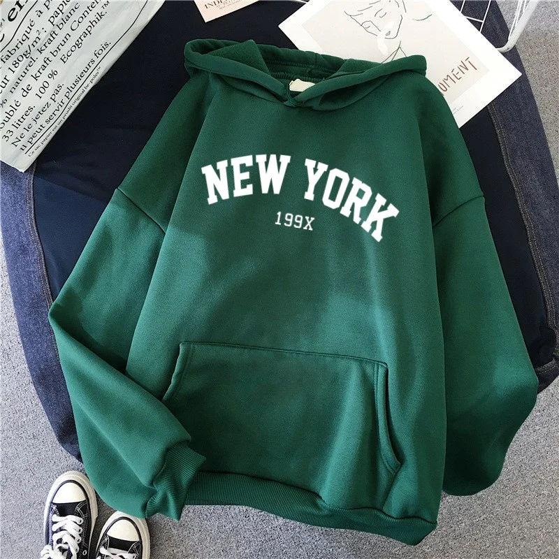 Men Women New York 199X City Hoodies Fashion Letter Printed Graphic Sweatshirts Loose Casual Harajuku Hoodie Sportswear