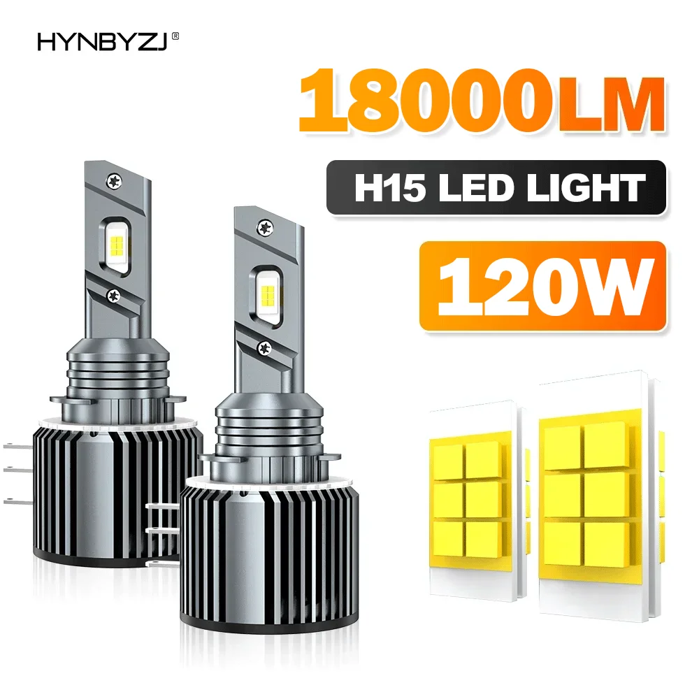 

HYNBYZJ H15 LED Headlights 120W Lights for Car 12V High Low Beam Canbus No Error 6000K Car Daytime Running Lights Fog