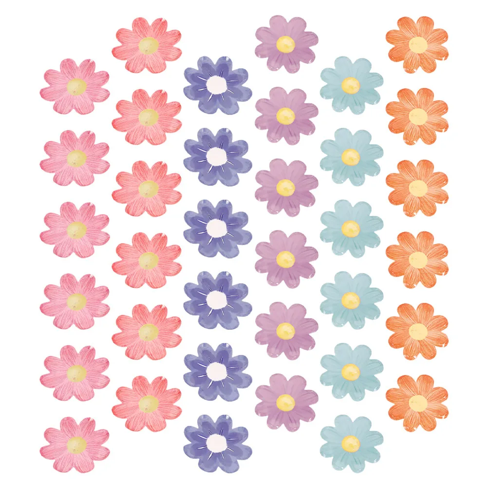 

60 Pcs Disposable Plates Flowers Party Tablewares Paper Dinner Party Tableware Colorful Birthday Floral Snack Dessert
