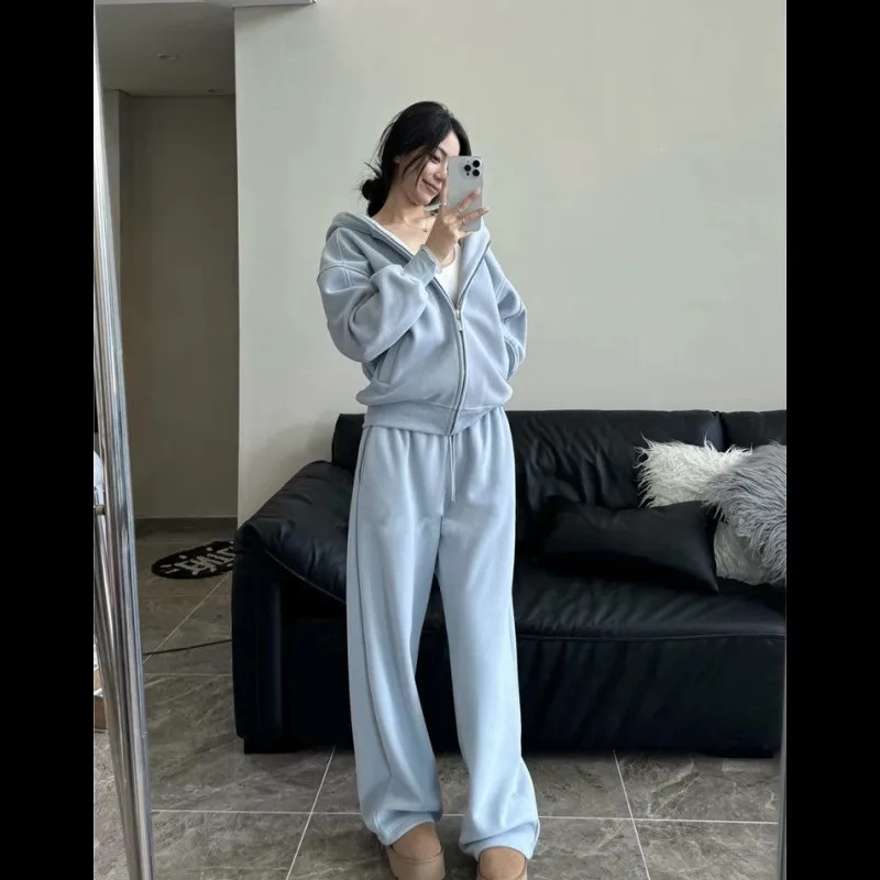 

Large Size 300 Pounds Color Sports Set Casual Hooded Cardigan Jacket Long Pants Two-Piece Set for Men And Women