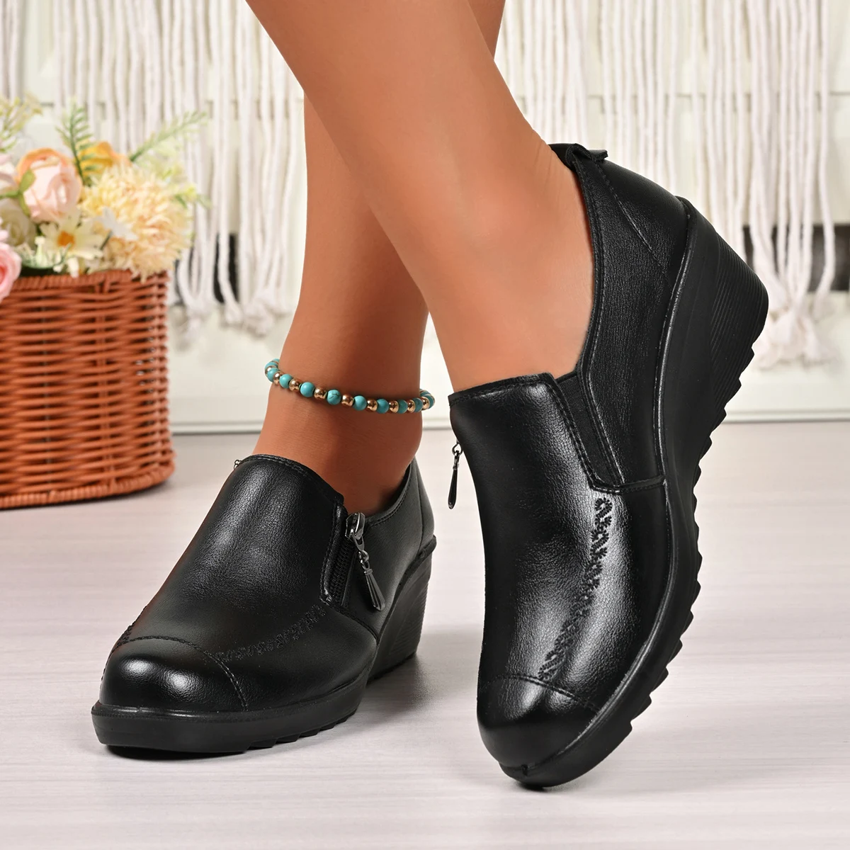 النساء أحذية من الجلد الحقيقي ربيع الخريف الإناث حذاء كاجوال أسود أمي السيدات مريحة الكلاسيكية الترفيه أحذية لوفر #3