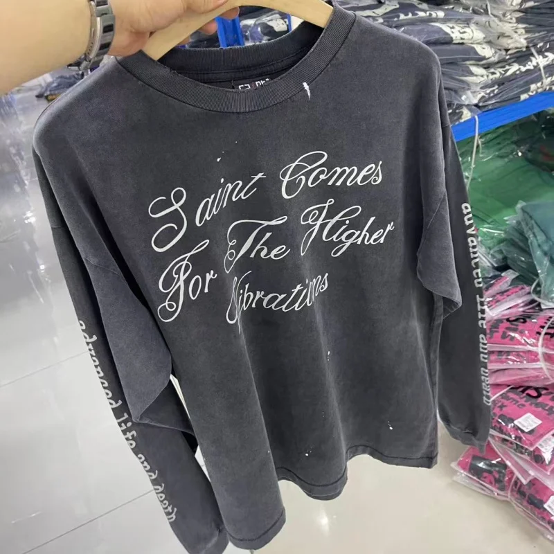 High Grade Dark Retro Long Sleeve T-Shirt Boxy Fit Wreath Skull Street Tee