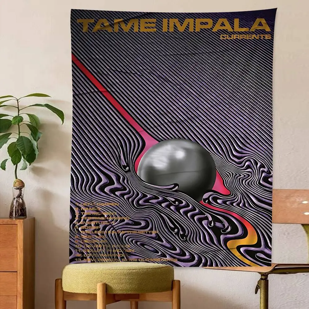 Beliebte Band T-Tame I-Impala hängender böhmischer Wandteppich, böhmische Wandteppiche, Mandala, Kawaii-Raumdekoration