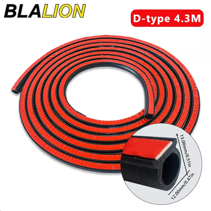 BLALION سيارة المطاط الباب ختم كبير D نوع باب السيارة هود جذع شرائط عزل العالمي عزل الضوضاء اكسسوارات السيارات الأختام