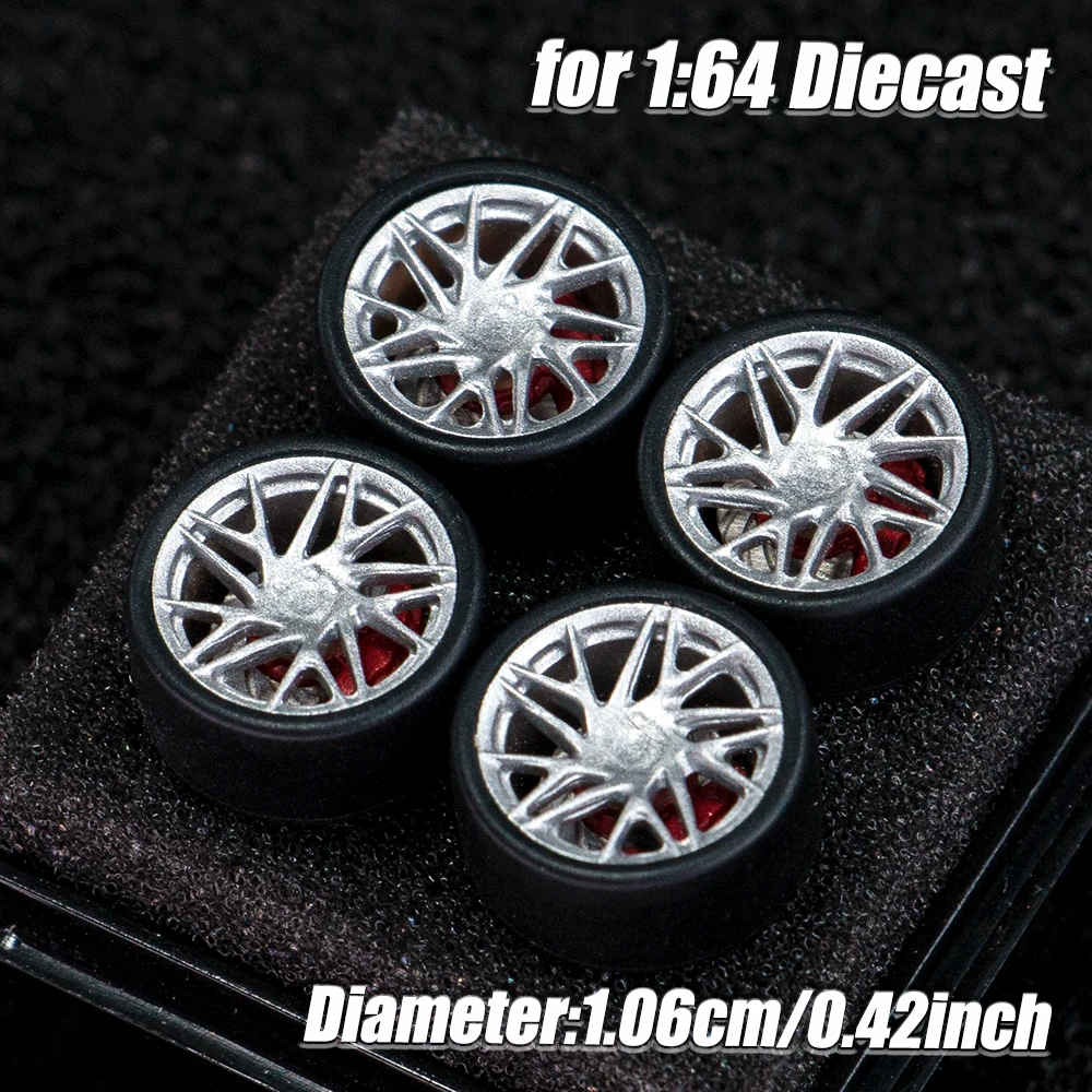 1:64 Maßstab Modellauto-Räder, 4 Stück 1 Set, 3D-gedruckte Harzfelgen mit Gummireifen für MINIGT Tomica JDM Auto-Upgrade – Detail 11