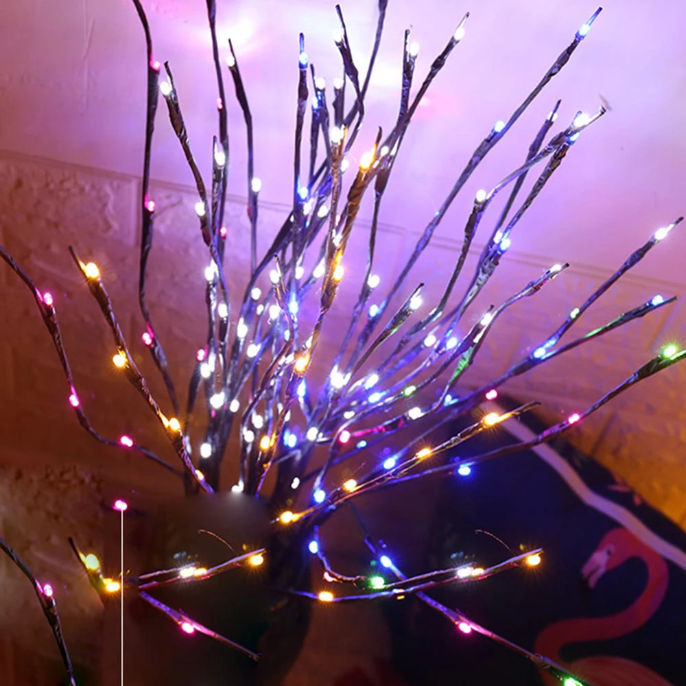 20 المصابيح/م شجرة فرع ضوء بطارية تعمل بالطاقة الأزرق الوردي الأرجواني الدافئة الأبيض 70 سنتيمتر فرع مصباح عيد الميلاد الزفاف المنزل زهرية الديكور