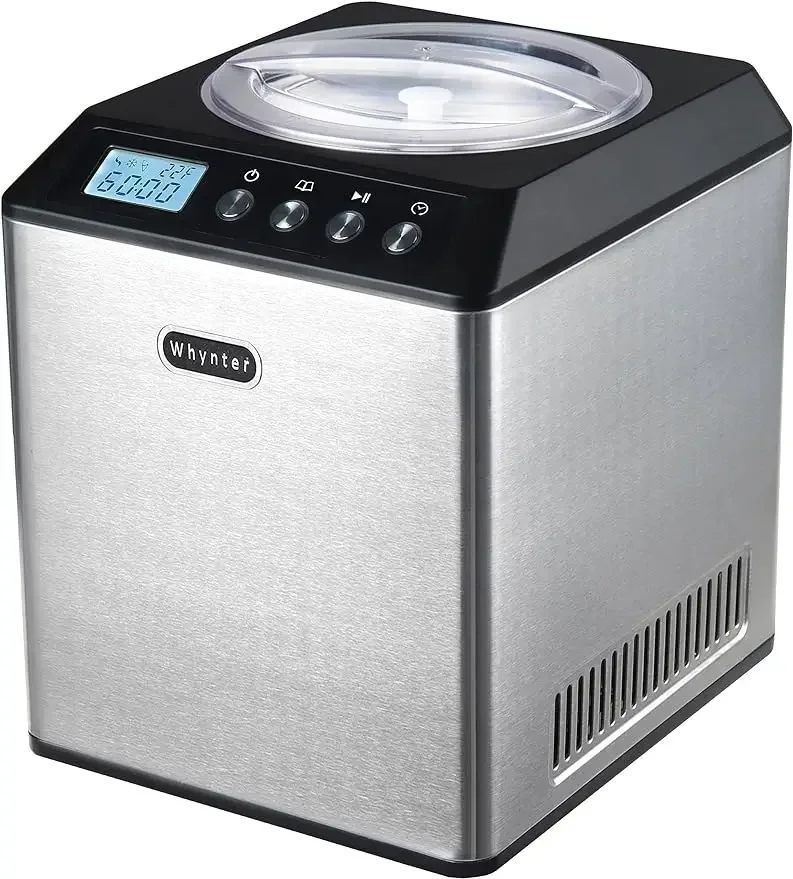 Automatic Ice Cream Maker with Built-in Compressor, LCD Digital Display, for ICM-201SB, No Freezing