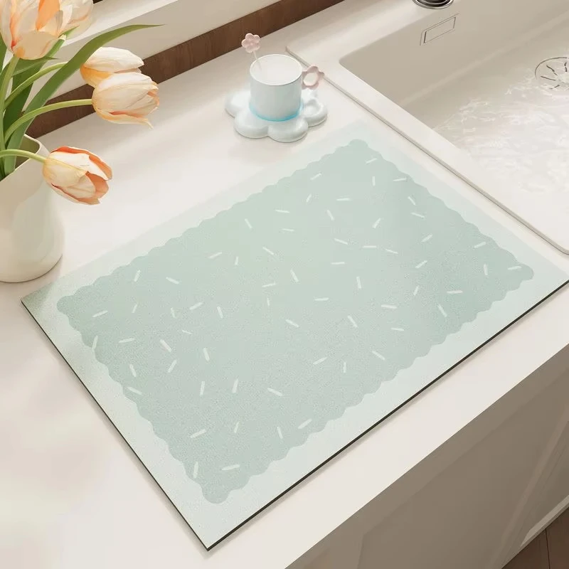 Kitchen Counter Dish Drying Pad, Multi Function Absorbent Draining Mat for Home