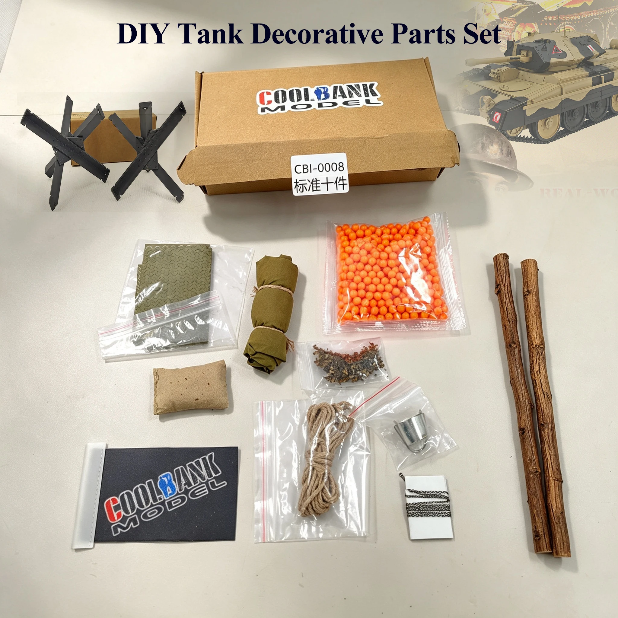 COOLBANK DIY Tank Decorative Parts Set  Model Toy Accessories for 1/16 Scale RC Tank HENGLONG / Tongde Series M5A1/3818-1/3848-1