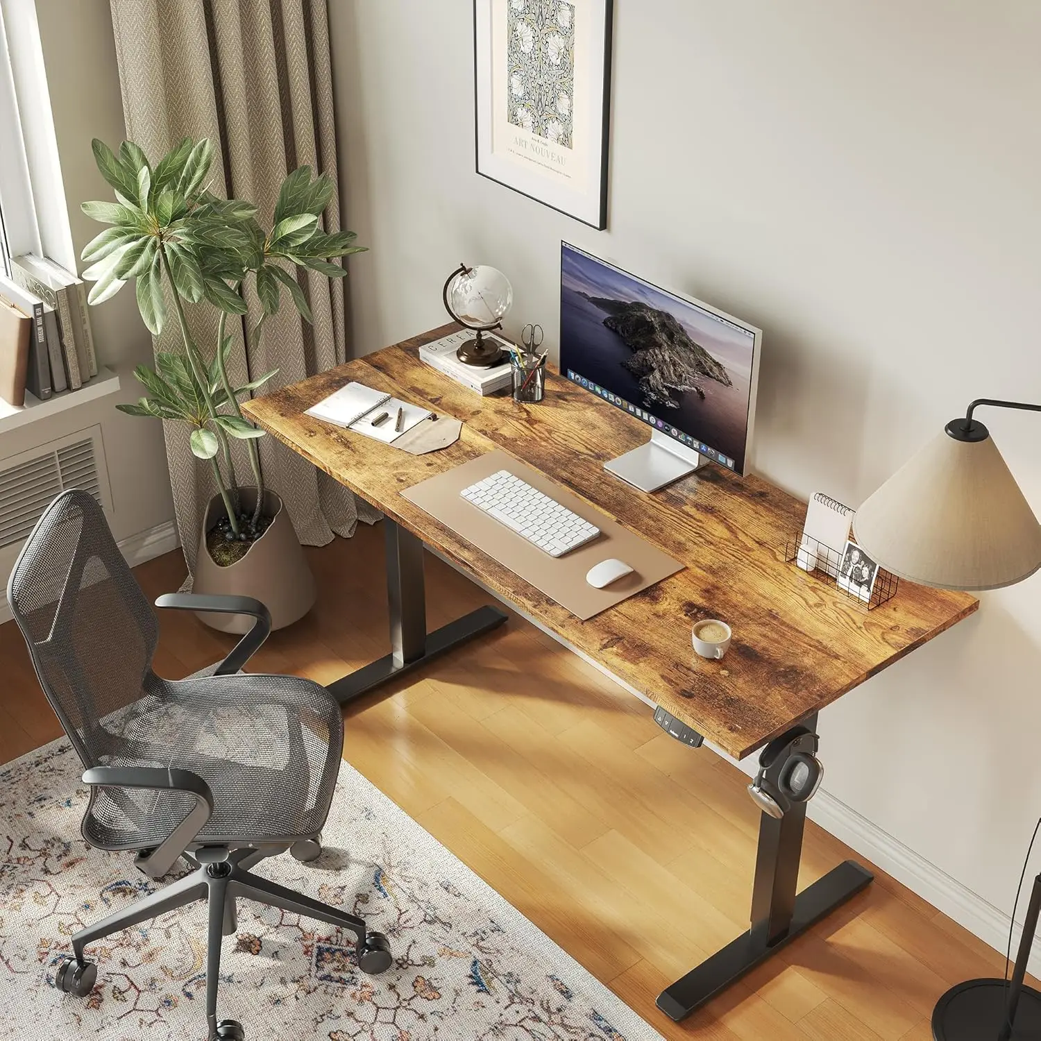 Bureau électrique debout, table d'ordinateur ergonomique et relevable, recommandé pour le travail à domicile