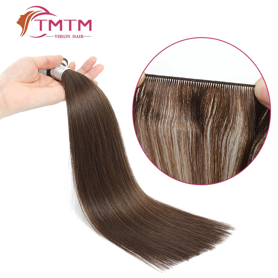 Salon Supply Hand Tied Weft Virgin Hair Extensions Sew In Handtied Human Hair Bundles Long Lasting Cuticle Aligned 6pcs/100g