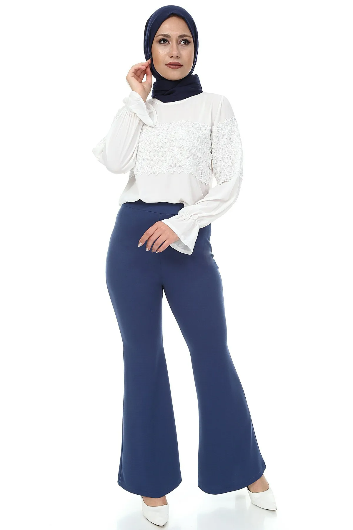 Spanish Bell-Bottomed Pants-Navy Blue