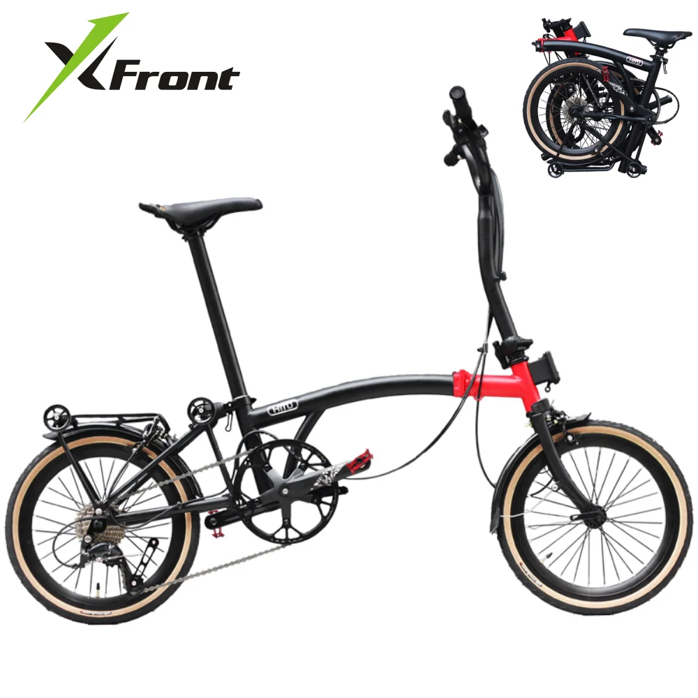 

Xfront Triple Foldable Bike Chrome Moly Alloy Litepro Ultra Portable Retro SHIMAN0 9 Shift Variable Speed Bicycle