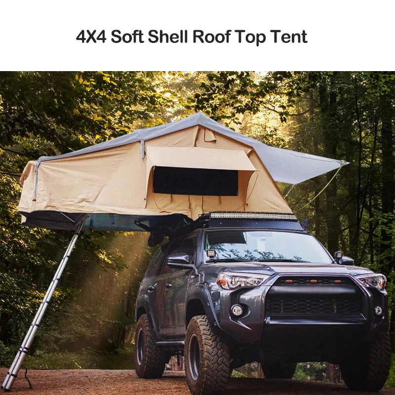 

4X4 Fashion Soft Shell Roof Top Tent Foldable Design With Ladder Car Camping
