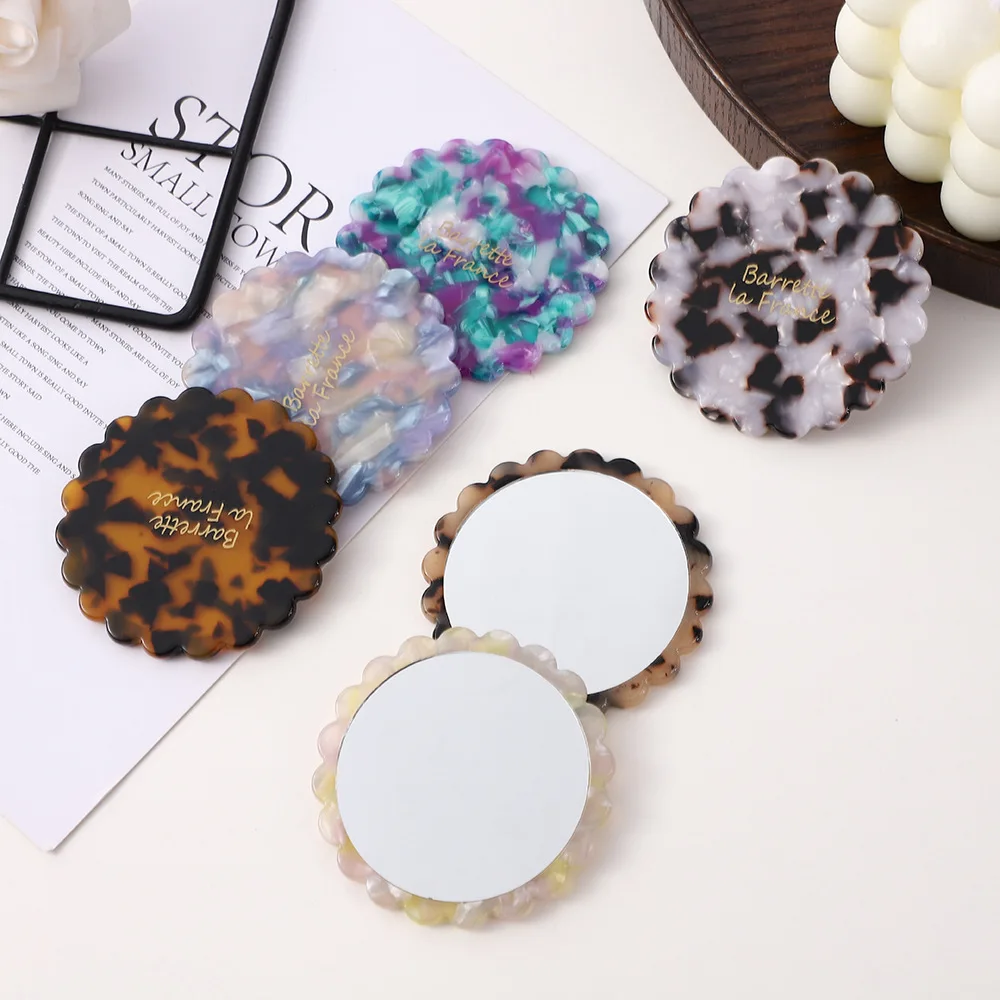 Sunflower Shaped Acetic Acid Makeup Mirror Handheld Mirror Hand Mirror SPA Salon Compact Acetic Mirrors For Women Girl