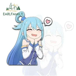 EARLFAMILY 13cm x 8.9cm for Aqua Gill Support Car Stickers Laptop Graffiti Car Accessories Decal Anime Funny Refrigerators Decor