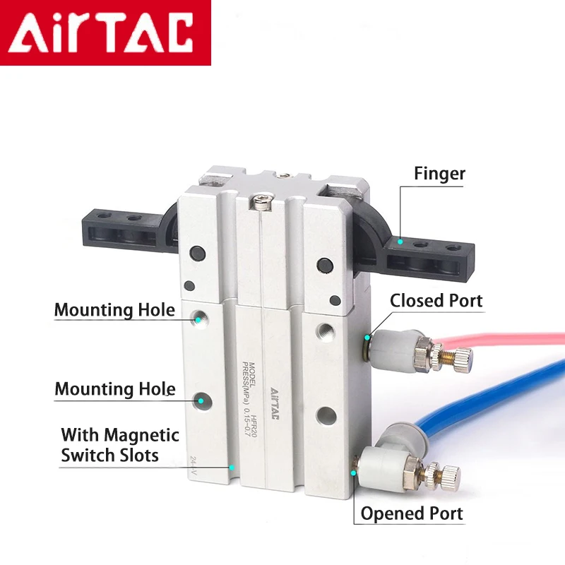 Airtac HFP/HFR-10/10/20/25/32 Doppelzylinder-Greifer, mechanischer Parallel-Pneumatikzylinder mit Kolben – Detail 6