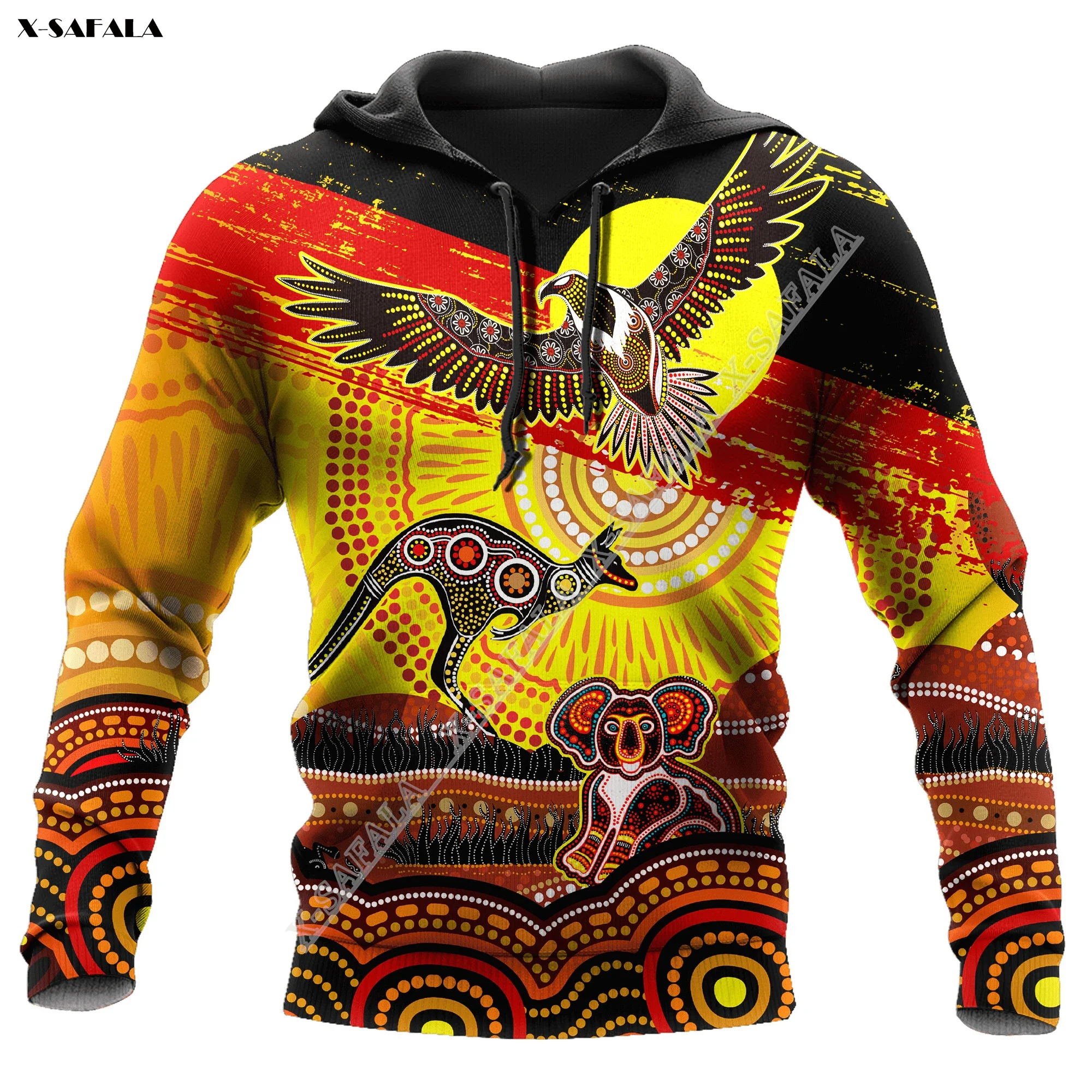 

NAIDOC Week Eagle Australia ABORIGINAL Flag 3D Print Men's Hoodie Jumper Hooded Jersey Tracksuits Shirt Sporty Breathable