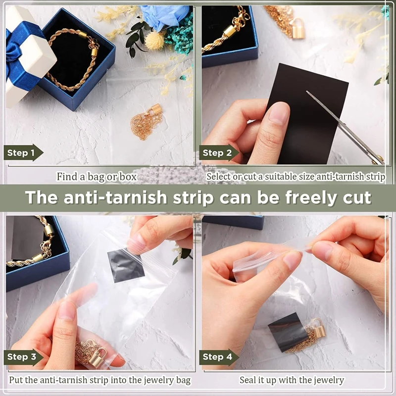 30 Pieces/SET Anti Tarnish Strips Jewelry Tarnish Protector for Jewelry Storage and Care Black Anti Tarnish Squares