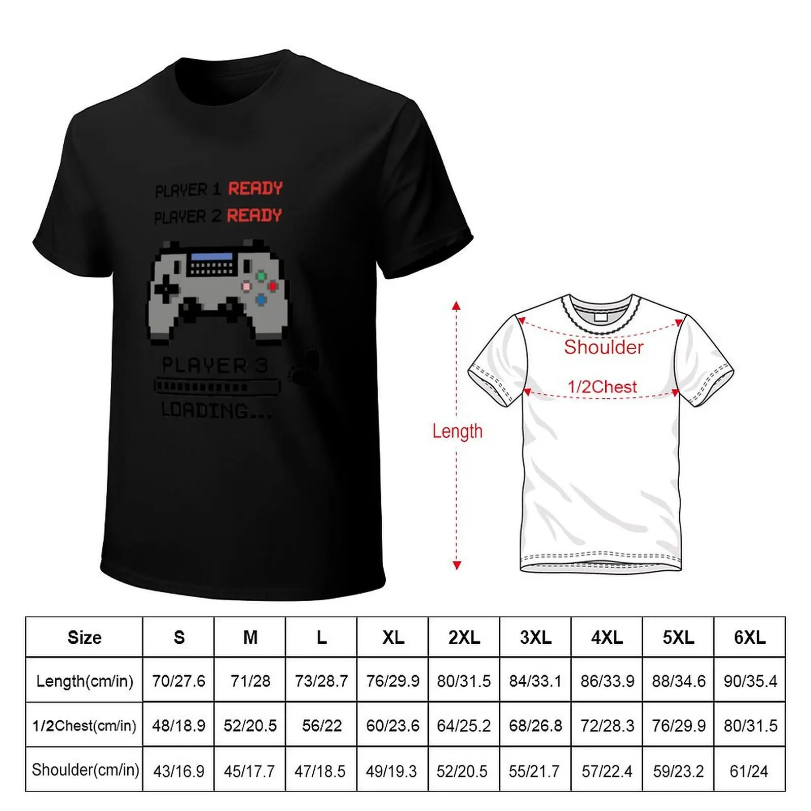 Player 3 Loading Funny Retro 8Bit Gamer Pregnancy Announcement T-Shirt Work Casual Loose Fit T-Shirt