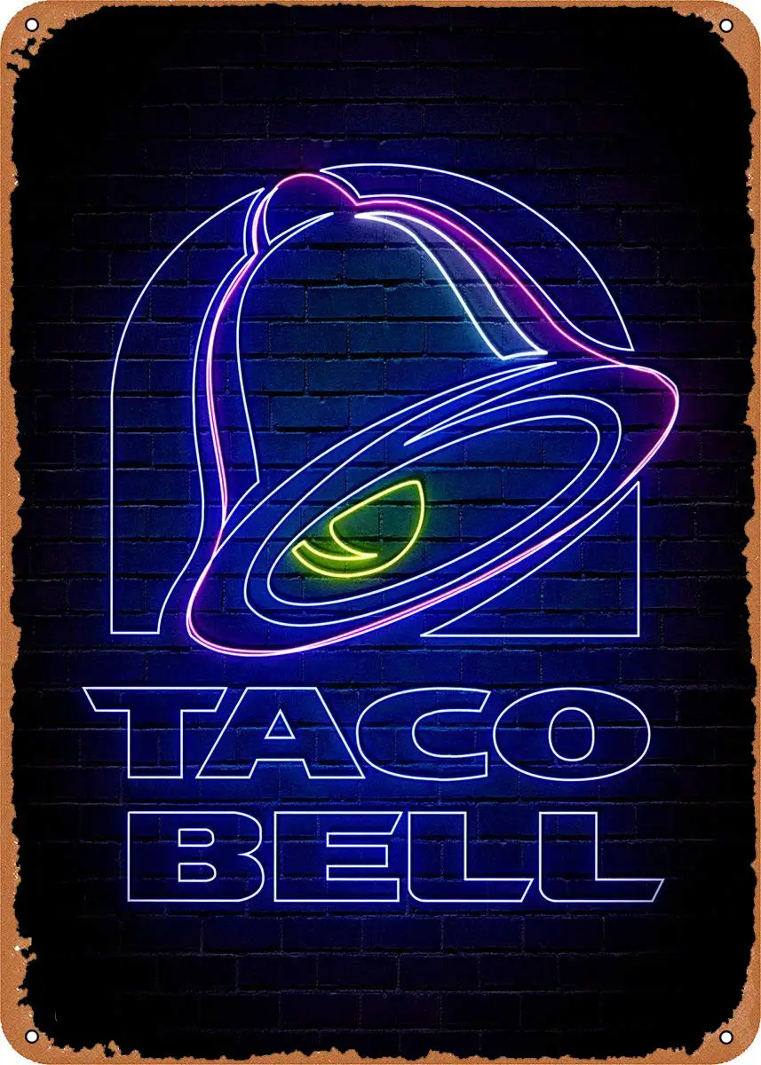YFSIGN Taco Bell - Retro Metal Tin Sign Vintage Plaque Poster for Home Kitchen Bar Coffee Shop 12x8 Inch, 8inch*12inch sign