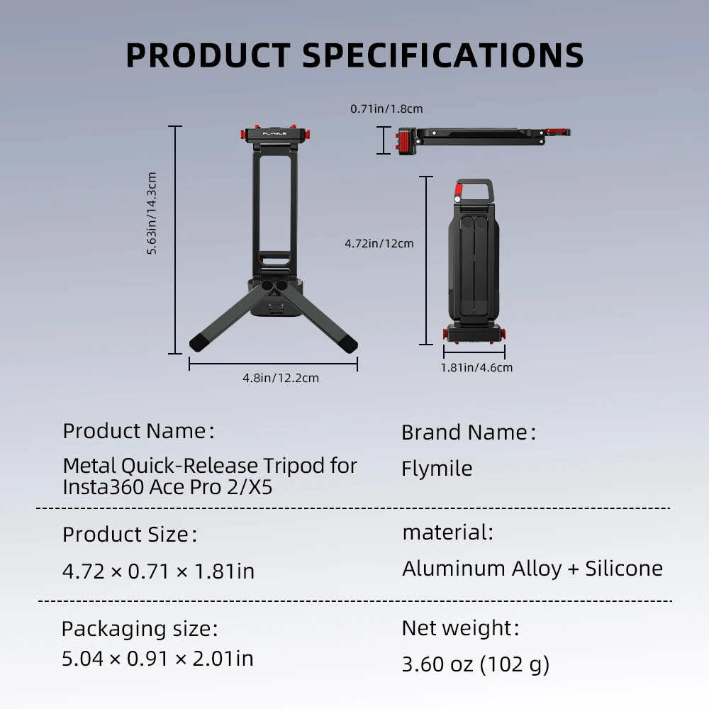 Flymile Magnetisches Metall-Stativ für Insta360 Ace Pro 2/X5 Faltbare Magnetische Halterung Fotografie-Griff für Video Vlgo – Detail 15