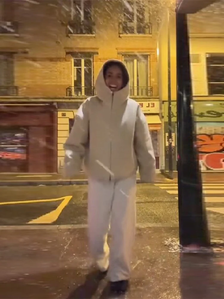 

Свободная посадка, повседневная осенняя верхняя одежда, длинный рукав, капюшон, молния, простой крой, однотонная куртка с карманами, модная уютная одежда для поездок на работу