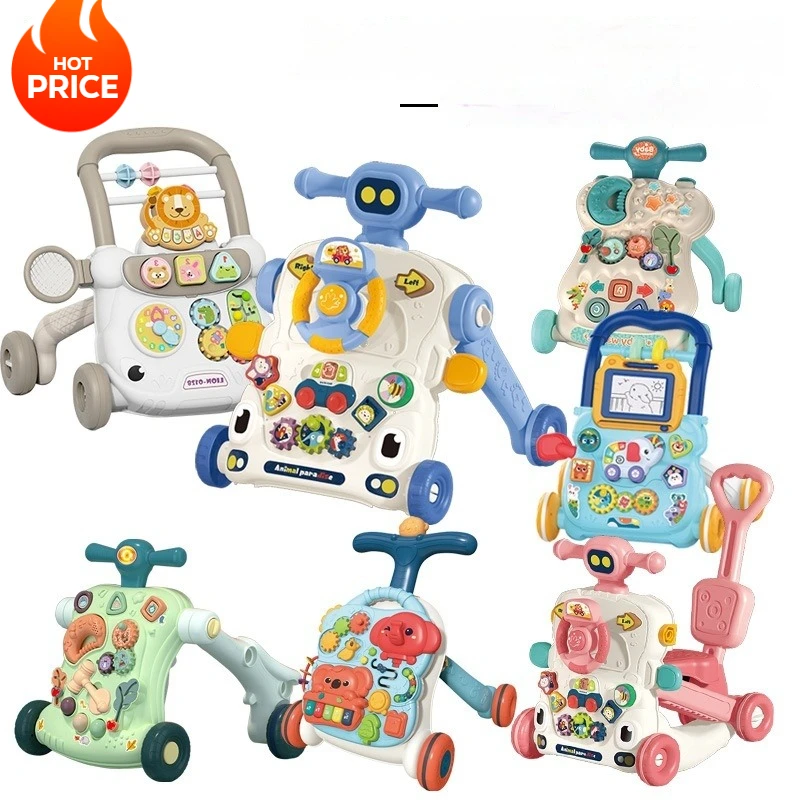 Baby Walker Trolley Music Busy Board Toy Multi Functional Hand Push Learning Bike 8-15 Months Gift Early Education Toy Car