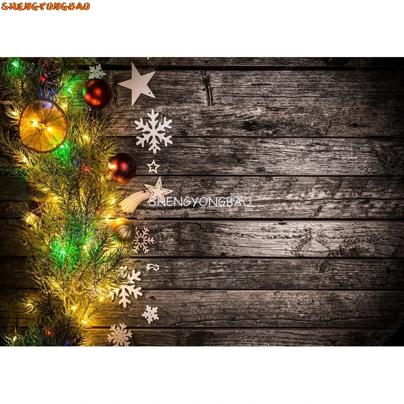 SHENGYONGBAO Christmas Wooden Planks Theme Photography Background Snowman Backdrops For Photo Studio Props MMSD-02