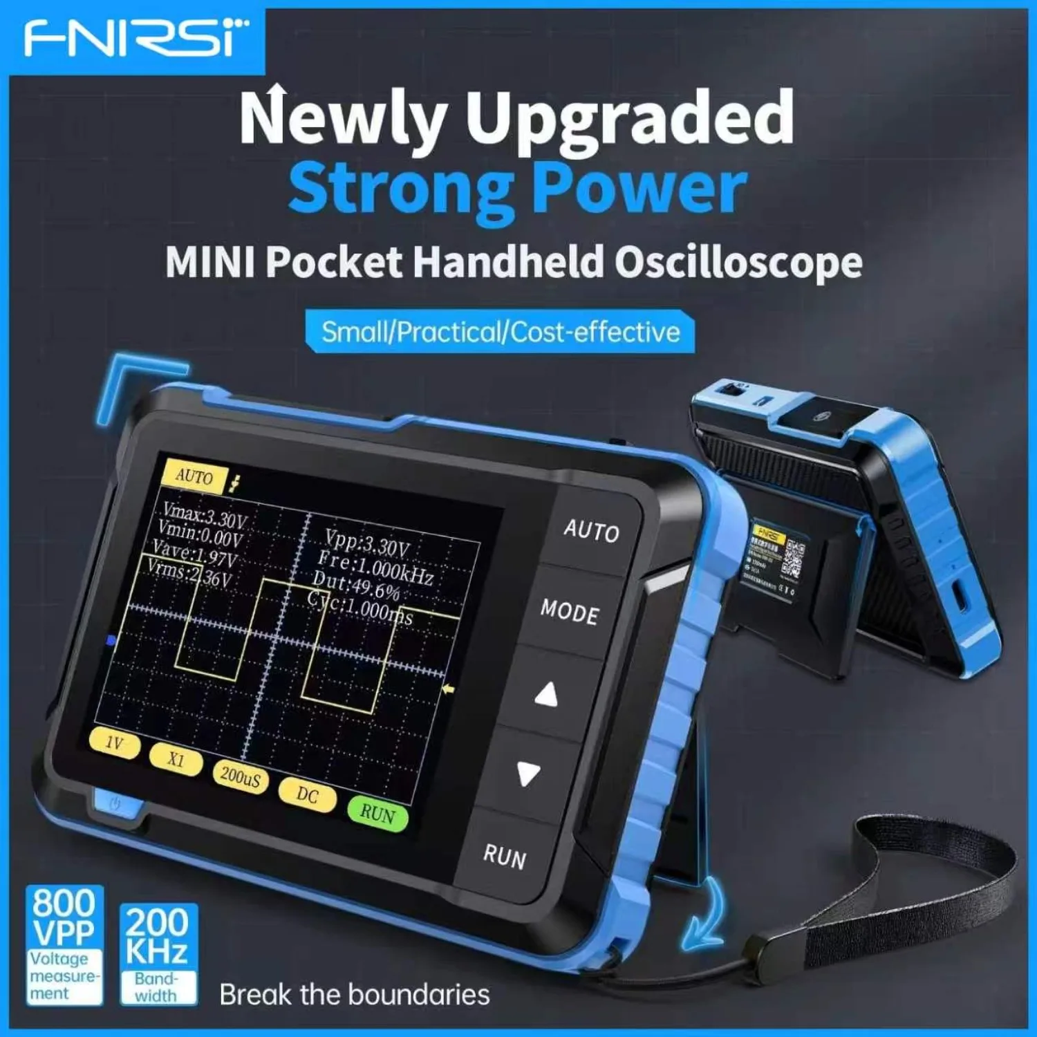 FNIRSI DSO152 Handheld Digital Oscilloscope with 2.5MSa/s Sampling Rate 200KHz Analog Bandwidth 800 VPP and PWM Capability