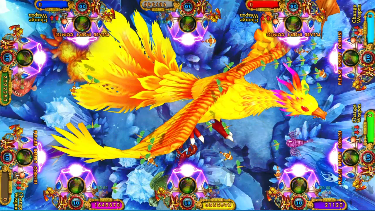 55 بوصة قابلة للطي 8 لاعبين/10 لاعبين Ocean King 3 Fantastic Beasts Shooting Fish Game Machine