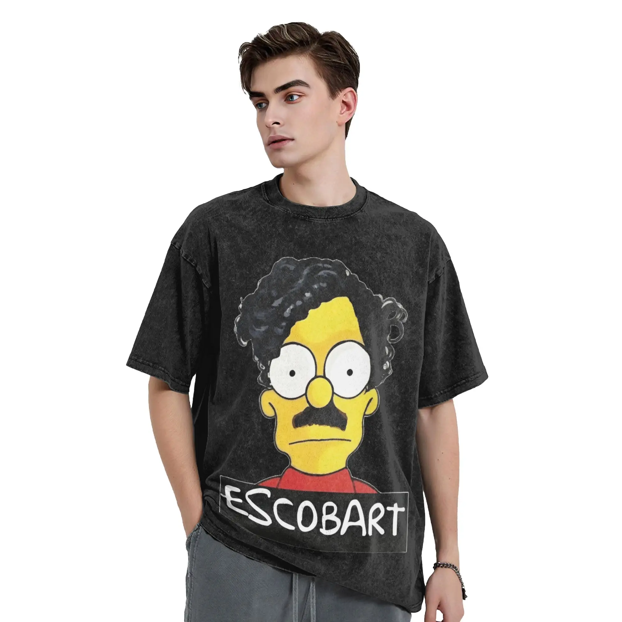 Pablo Escobar bart Washed T Shirt Streetwear Hip Hop Novelty T-Shirt  Tees Men Women Short Sleeve Oversize Printed