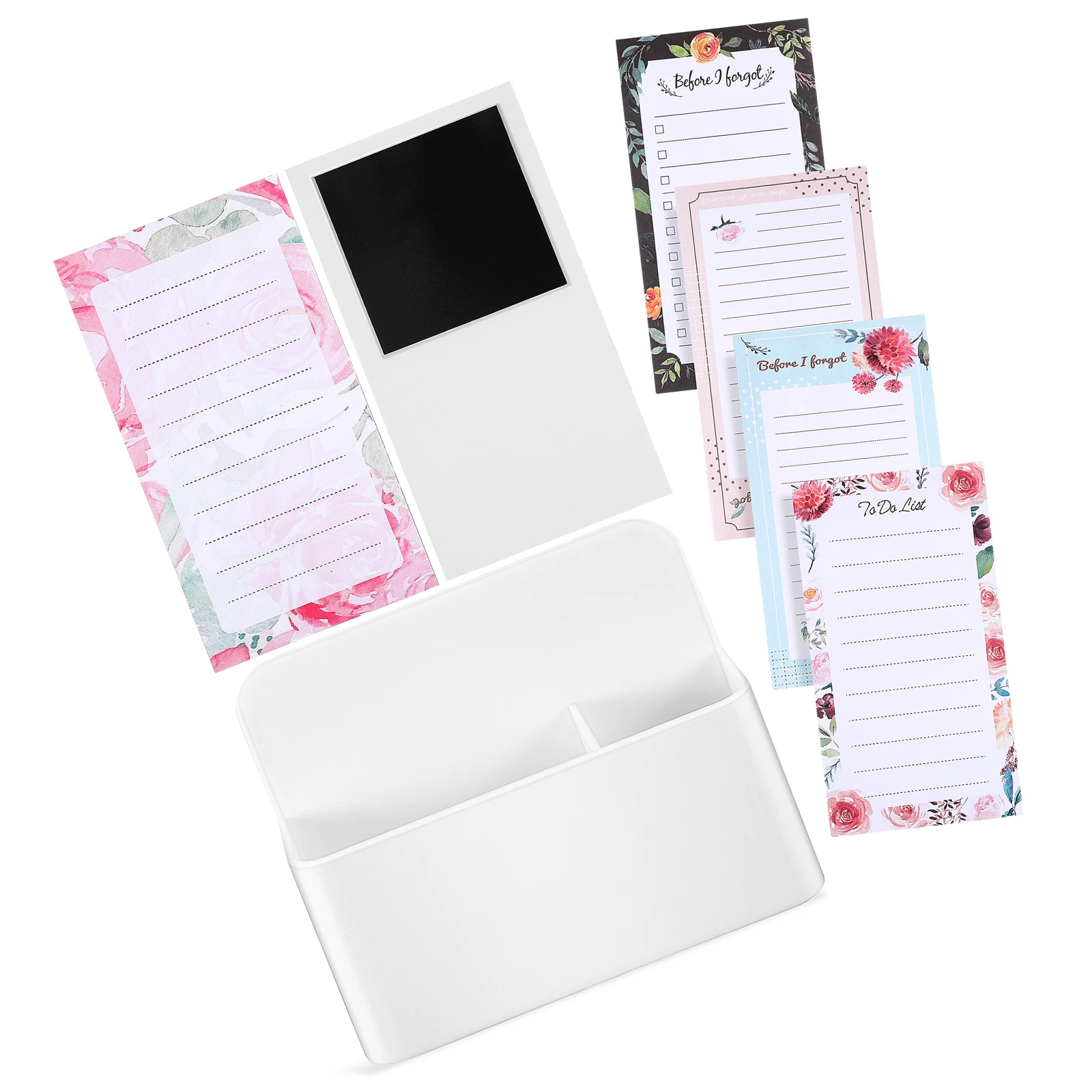 

1 set Magnetic Notepads Pen Holder Set Small Notes for School Charming Patterns Edge Design Practical Convenient
